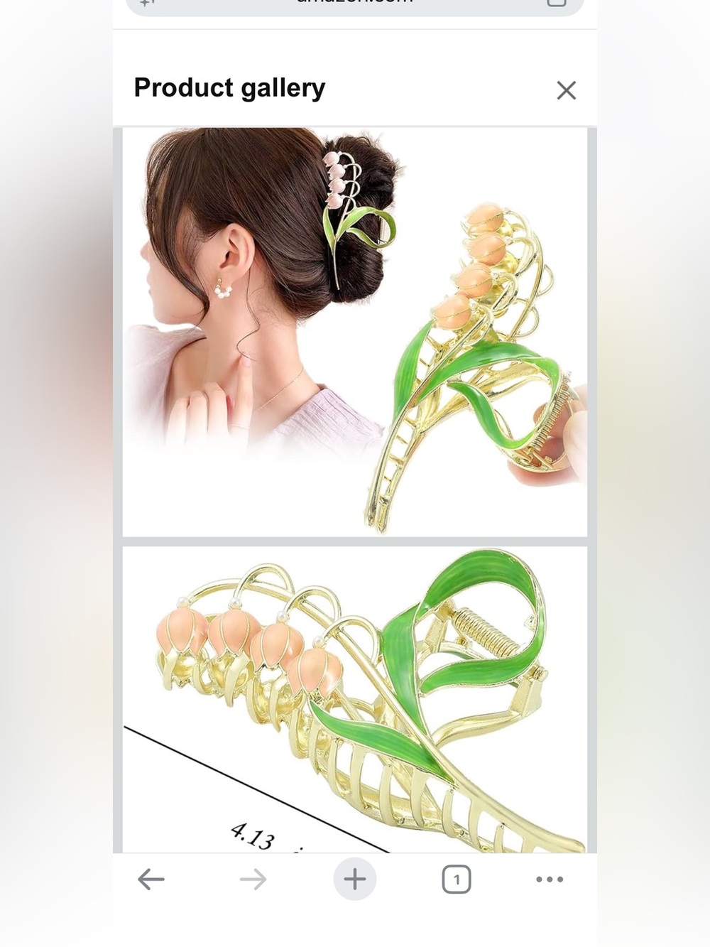Gold-Tone Floral Lily Valley Flower Hair Claw Clip